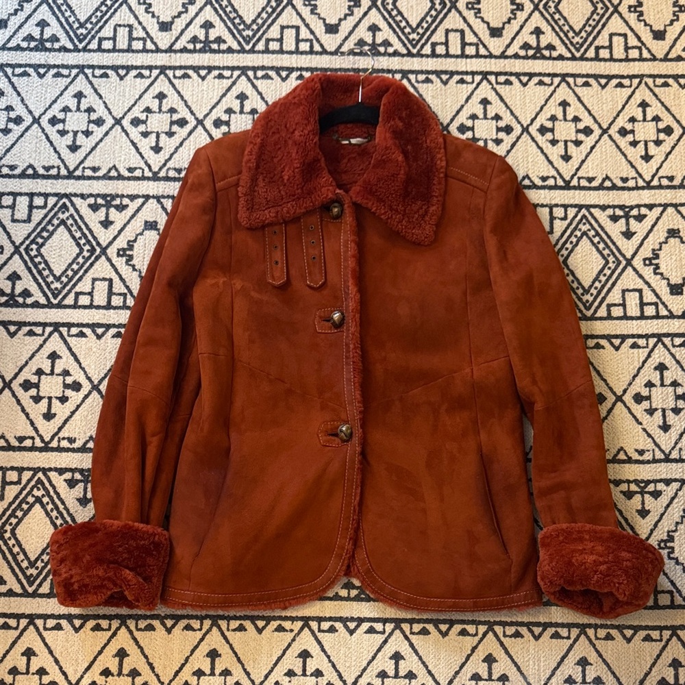 MaxMara Rust Shearling Teddy Jacket
